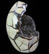 Polished Septarian Geode Sculpture - Black Crystals #73139-2